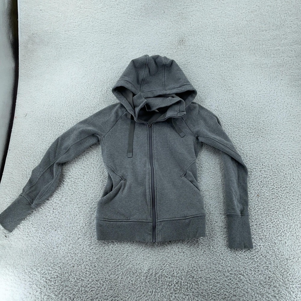 Athleta Hoodie Womens XS Gray Scuba‎ Fleece Lined Warm Full Zip Sweatshirt